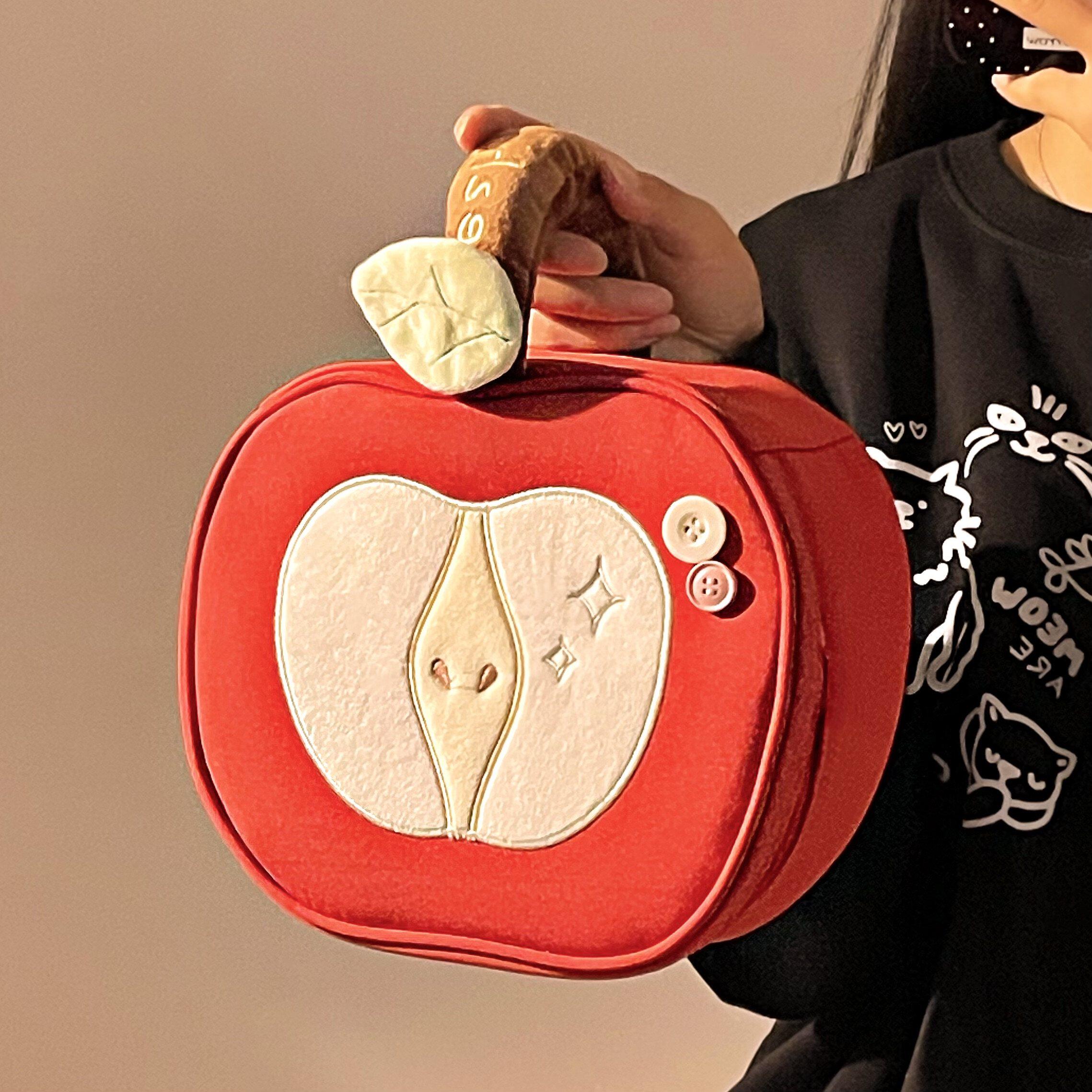 创意苹果化妆包ins大容量手提洗漱包学生便携收纳包旅行护肤品包