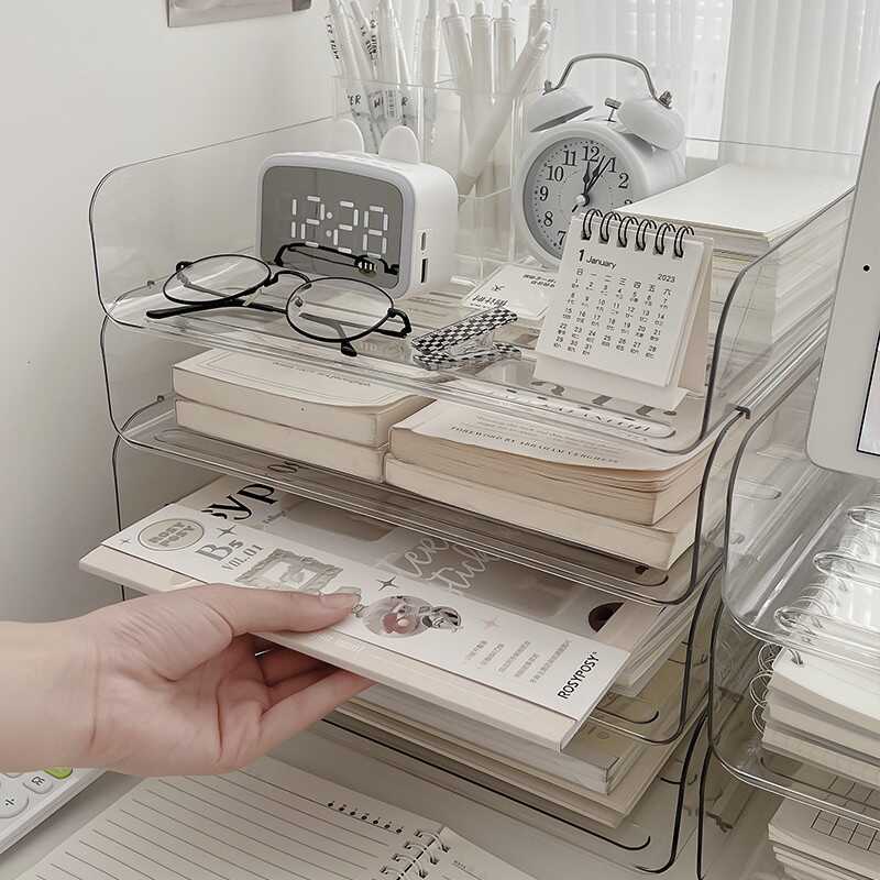 办公室书架亚克力整理透明