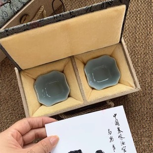 对杯礼盒非遗窑口朱家汝窑功夫茶具茶杯汝瓷主人杯新婚礼物情侣杯