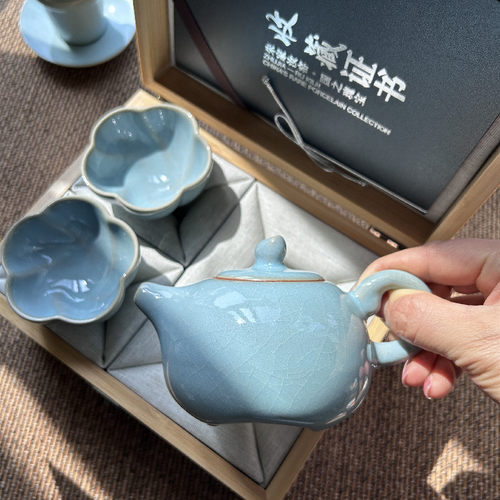 朱家汝窑开片可养汝瓷茶具套装