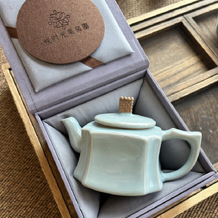 河南汝州汝瓷茶具天青玛瑙釉磐石茶壶朱家汝窑原矿单壶开片一级品