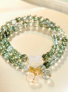 双层叠戴绿幽灵葫芦水晶手链轻奢小众精致高级感手串女款2025