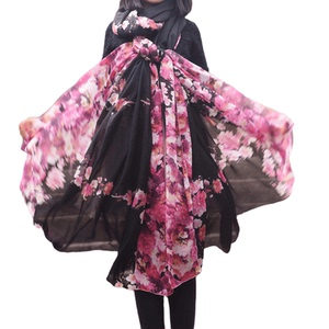 三米植物印花绒雪纺围巾林制作沙滩巾宽冬季保暖披肩201905中年