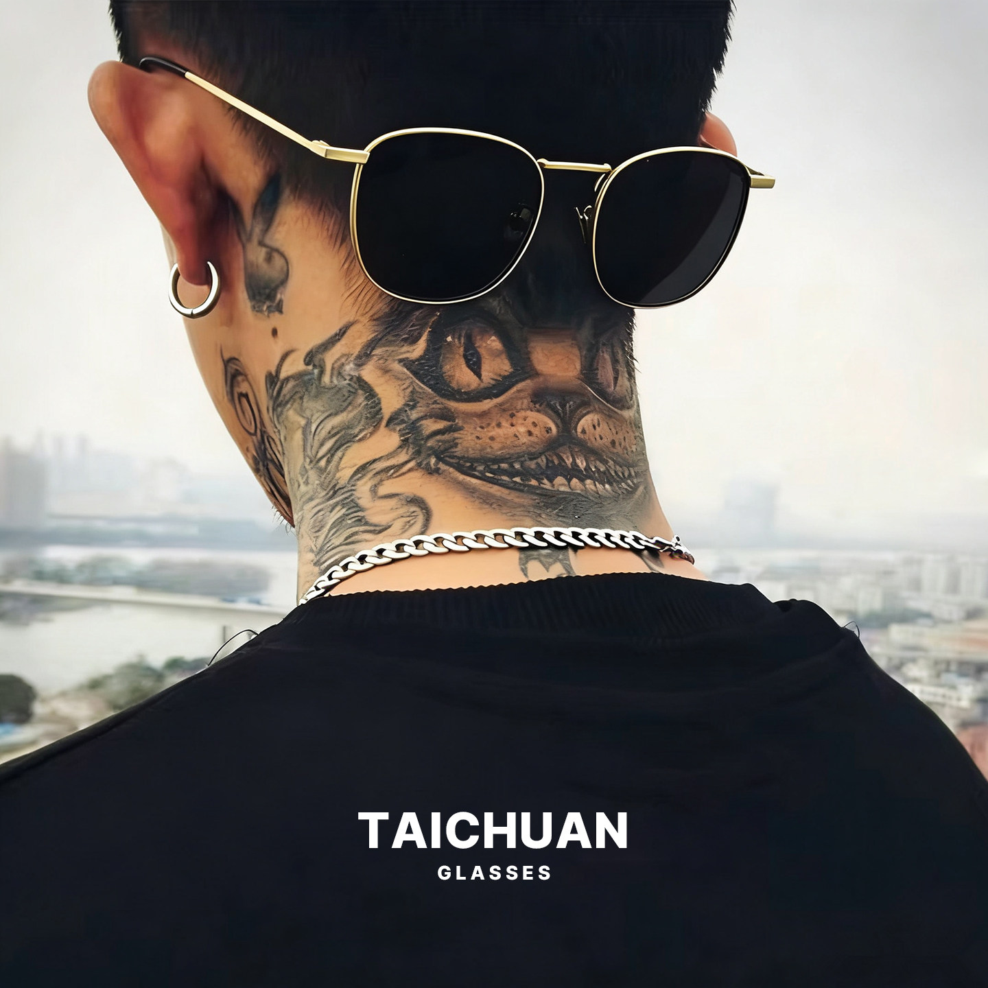 复古风方框墨镜男 潮流金边情侣太阳眼镜女司机偏光镜拍摄饰 港风