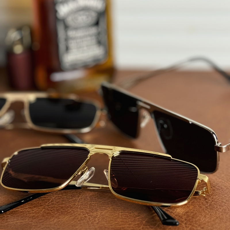 新款美式复古茶色太阳眼镜帅气金属复古时尚商务墨镜大脸显瘦防晒