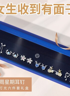 耳环925银一周耳钉套装轻奢高级