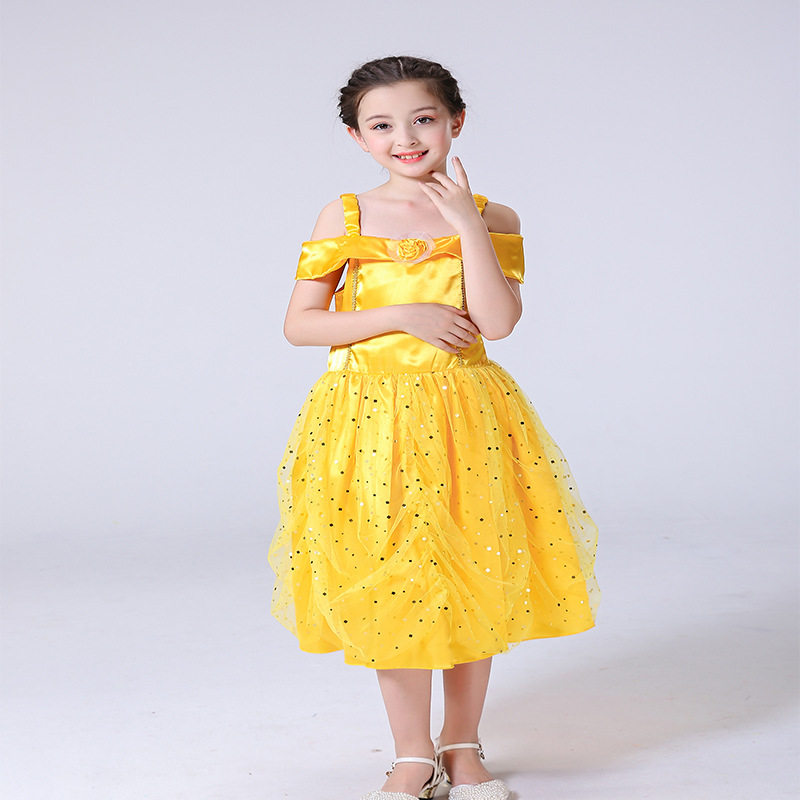 新款连衣裙 女童美女贝儿野兽公主裙 吊带贝尔网沙亮片裙子,童装/婴儿装/亲子装,儿童礼服,淘宝优惠券,粉丝福利购,淘宝优惠卷
