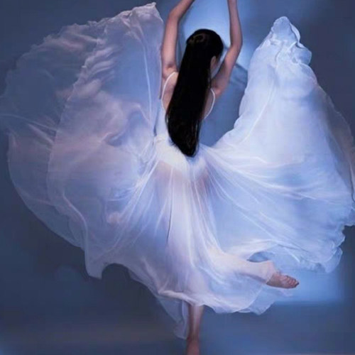 古典飘逸半身天丝轻薄大摆裙