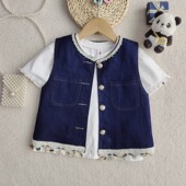 女童牛仔马甲夏薄款 外穿坎肩洋气时髦背心潮童马夹外套2025新款
