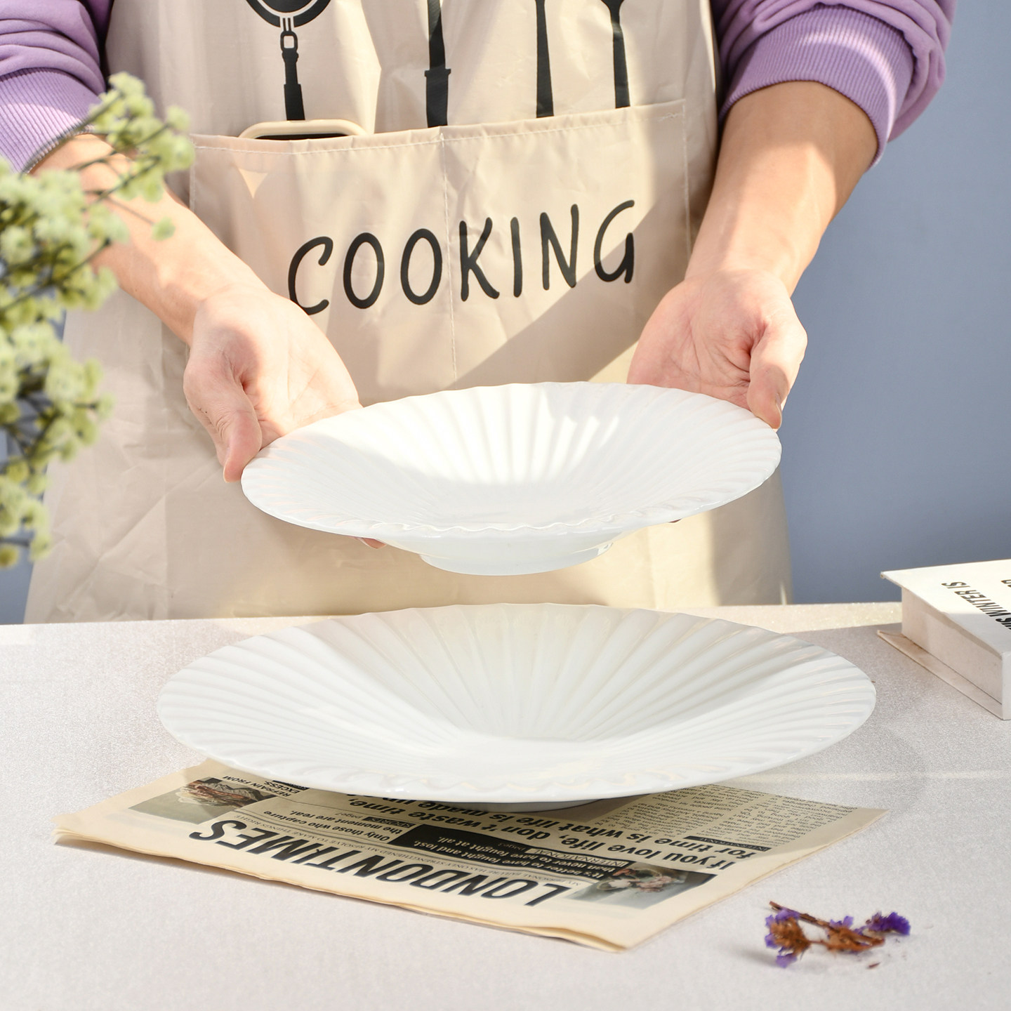 德化白瓷圆形纯色大盘子菜盘家用高级感平盘酒店自助餐盘龙虾盘子,餐饮具,盘,淘宝优惠券,粉丝福利购,淘宝优惠卷