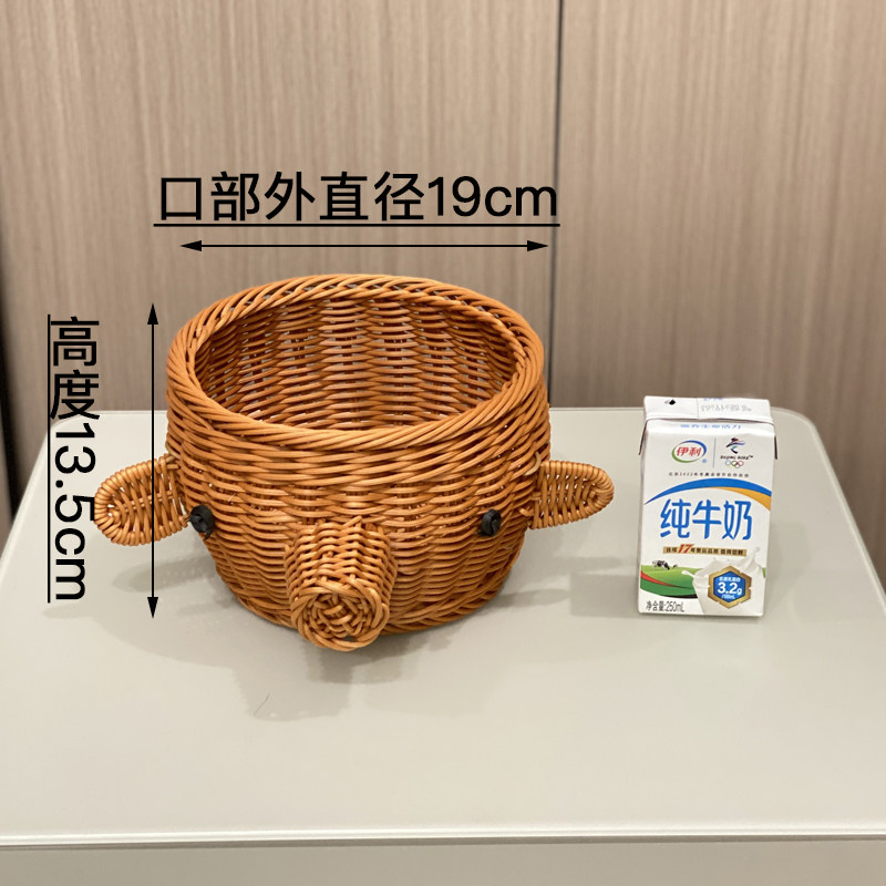 柳编箩筐竹编篮藤编收纳筐鸡蛋创意餐具果盘大象猪鹿动物摆件托盘