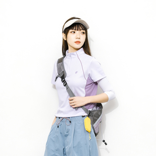 Epicsocotra户外运动抗菌吸湿排汗速干衣徒步健身立领短袖T恤女