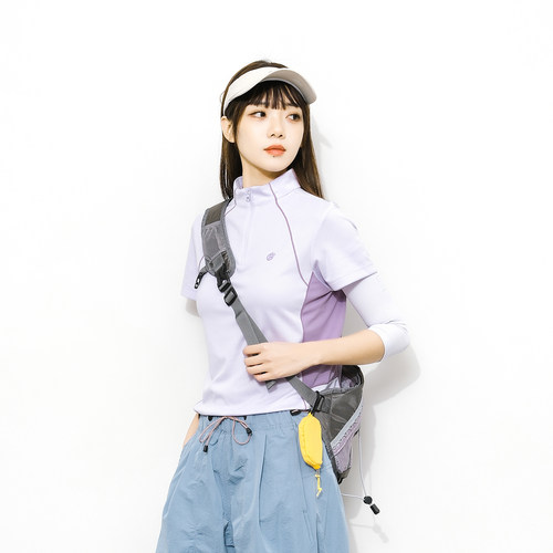 户外抗菌速干衣立领短袖T恤女