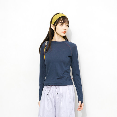户外美利奴羊毛速干衣长袖T恤女