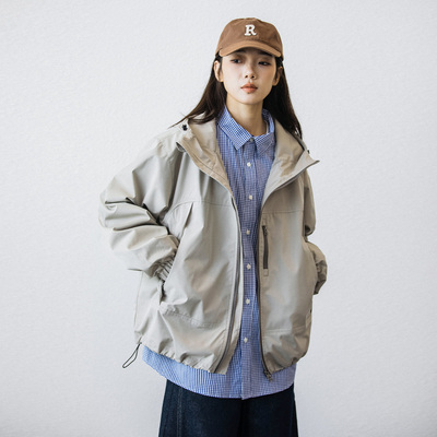 户外宽松连帽休闲外套冲锋衣夹克