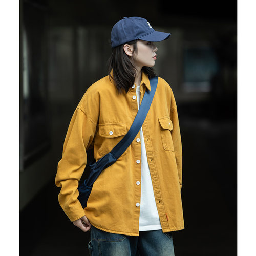 Epicsocotra日系街头加厚工装长袖衬衫男女春秋宽松休闲衬衣外套