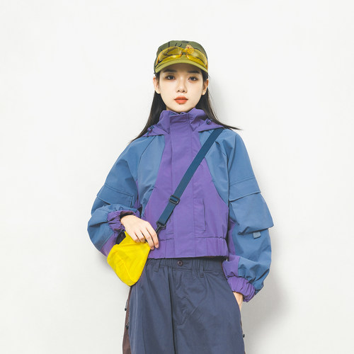 山系户外机能风撞色短款外套