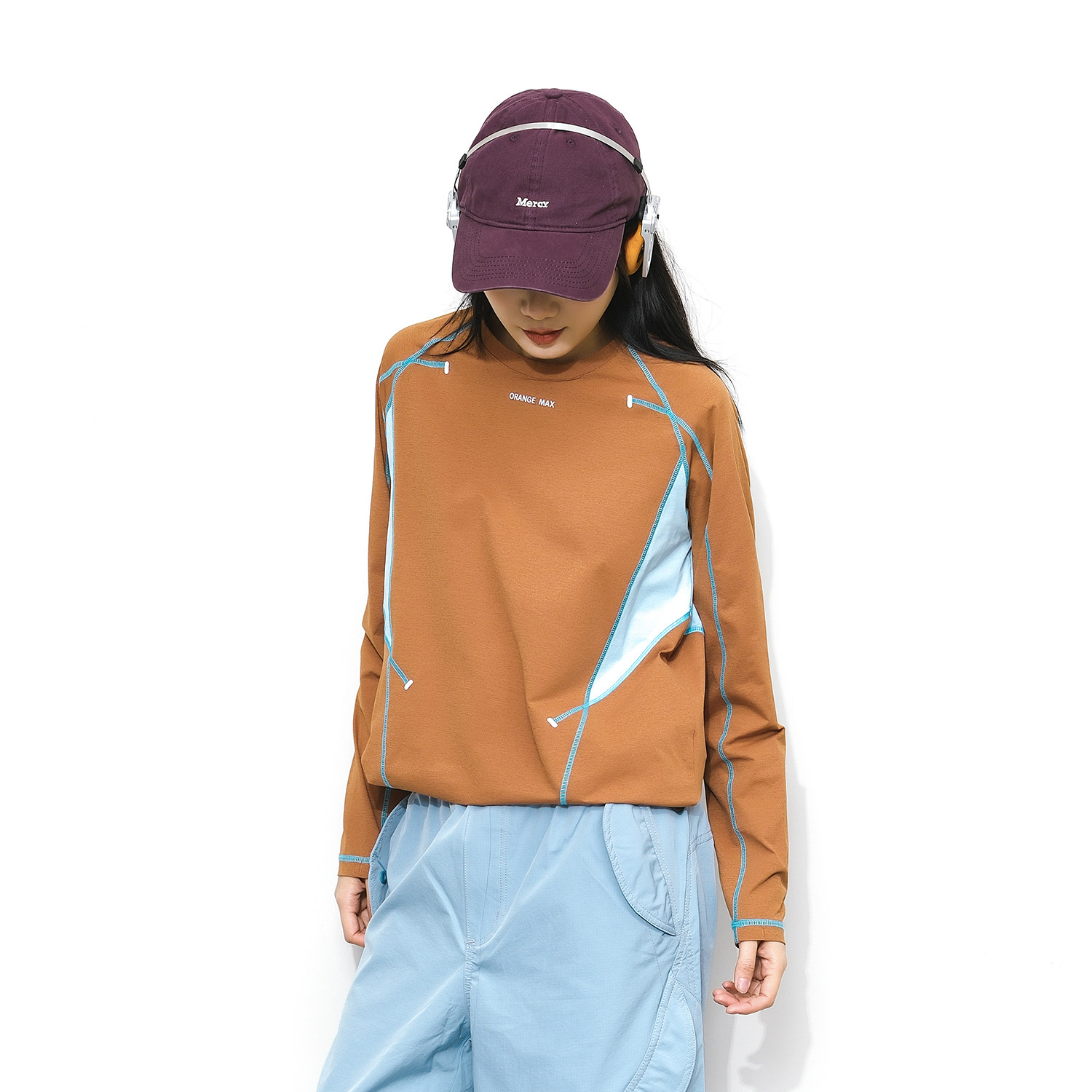 Epicsocotra户外运动轻量化速干衣男女吸湿排汗圆领拼接长袖T恤