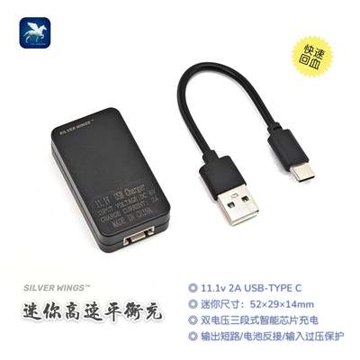 新品 mini 11.1v USB-TYPE C充电宝迷你高速平衡充充电器 银翼军