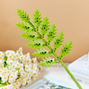 单支蕨尾草花束积木丰富装饰拼装小花朵女玩具六一儿童节礼物生日