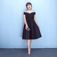 大码黑色礼服短款胖mm宴会晚礼2025高级感夏晚宴年会连衣裙女气质