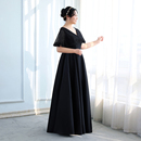 大码 黑色礼服女胖mm显瘦年会演出主持人加肥200斤遮肉2025气质V领