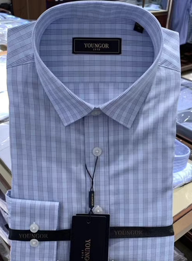 专柜880雅戈尔长袖衬衫男士新款商务休闲全棉免烫格纹DP129751IFY
