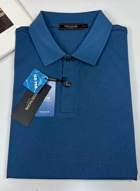 雅戈尔男士短袖保领型翻领POLO衫商务休闲凉感冰丝T恤蓝色SK2
