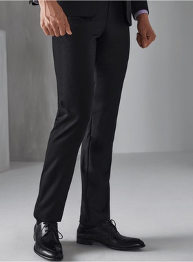 雅戈尔男士商务休闲春秋黑色修身羊毛铜氨纤维西裤217036ACY