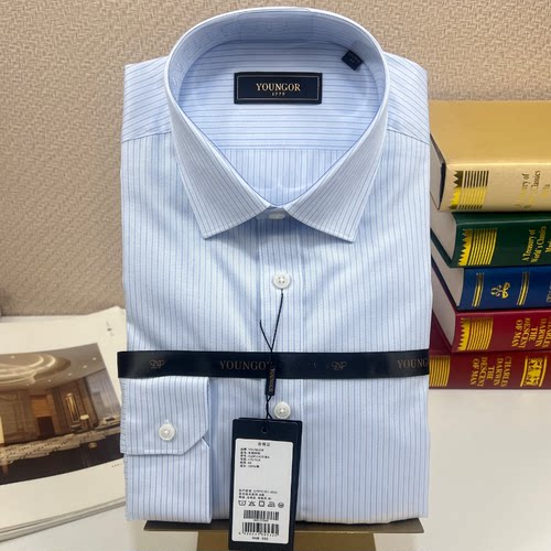 雅戈尔全棉DP免烫男条纹衬衫
