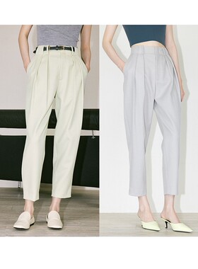 开间/原创B囤货 澳洲羊毛立体斜纹连腰高腰显瘦万能九分锥形西裤