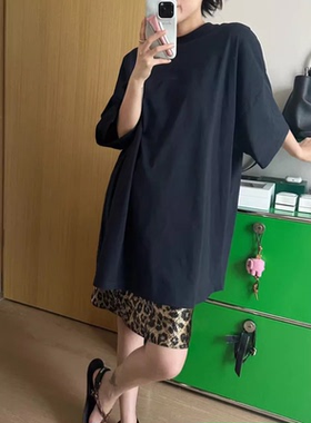 ECHO精致小圆领Oversized落肩设计大廓形短袖时髦精T恤连衣裙