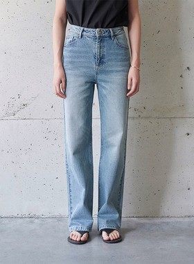 进口土耳其BOSSA牛仔裤 率性高腰复古直筒阔腿裤 B入萬年经典款