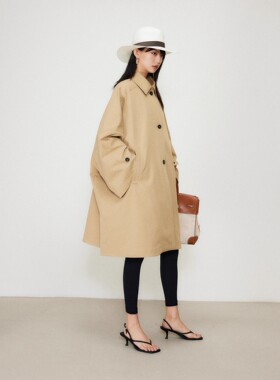 MRS Studios早秋度假 Solotex廓形宽袖设计感 单排扣斗篷风衣外套