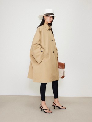 廓形宽袖设计单排扣斗篷风衣外套