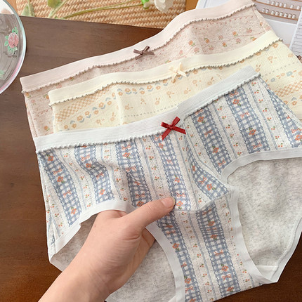 韩系碎花~女生A类婴儿棉甜美可爱内裤女纯棉舒适7A抑菌2025新款