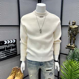 秋冬季新款半高领毛衣男士潮流高端青年内搭针织打底衫男痞帅上衣