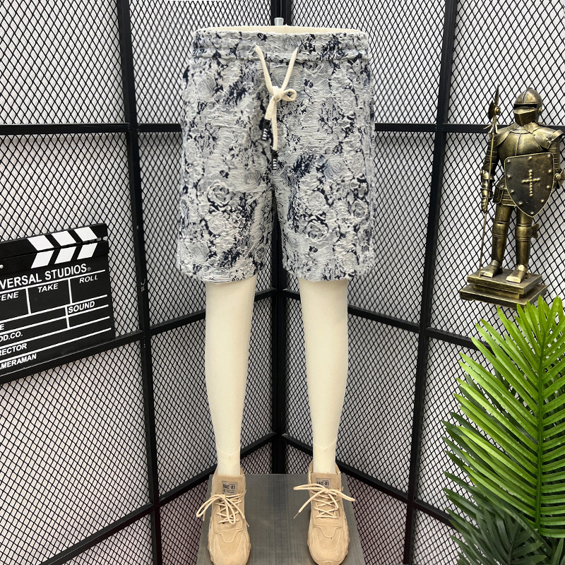 百搭宽松青花瓷五分裤休闲裤子