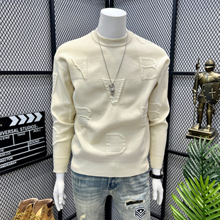 毛衣男秋冬宽松慵懒风高级感2025新款爆款休闲圆领痞帅青少年潮牌