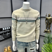 男士 上衣潮流内搭毛线衣打底针织衫 圆领毛衣秋冬新品 保暖轻奢长袖