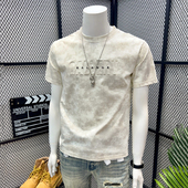 休闲半袖 扎染重磅短袖 潮牌高级感上衣男士 2026新款 体恤 t恤男夏季
