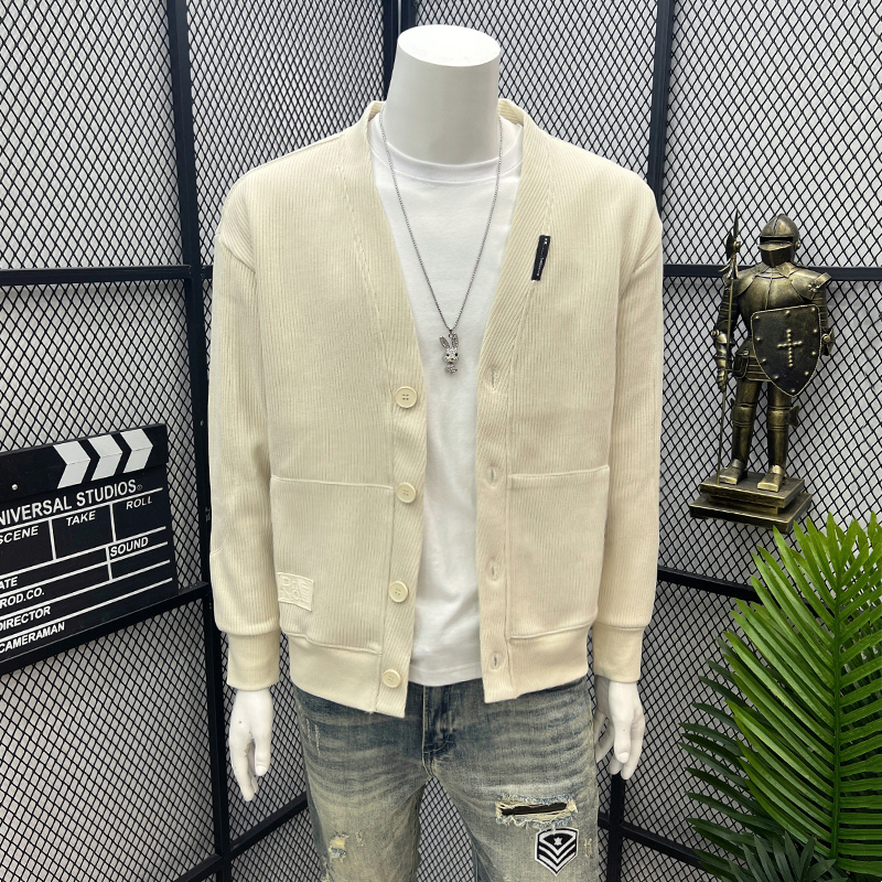 潮牌纯色开衫外套韩版休闲上衣服