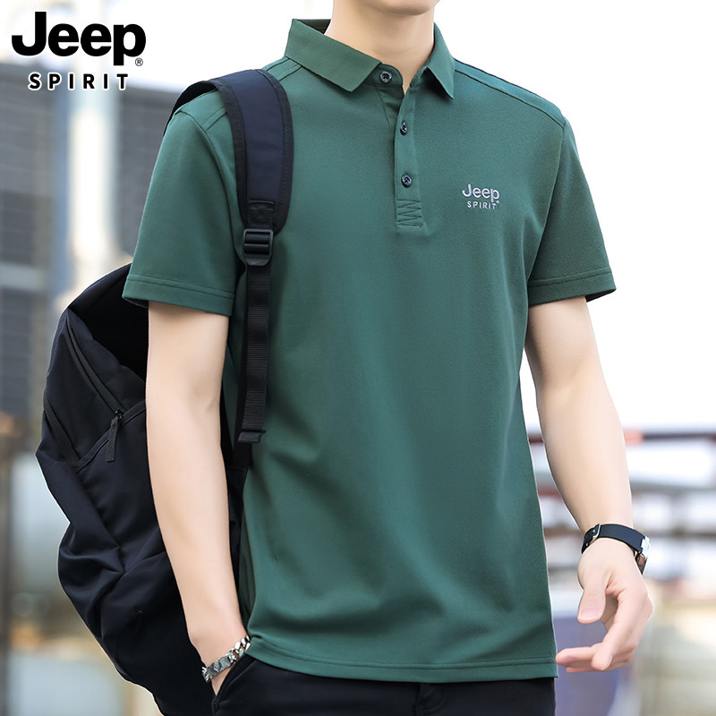 JEEP SPIRIT吉普翻领POLO衫上衣夏季薄款休闲宽松男装短袖t恤男士