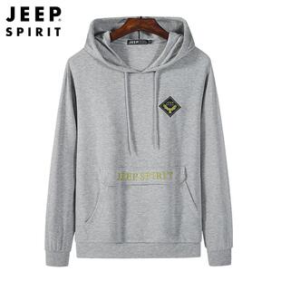 JEEP SPIRIT套头青年休闲运动秋款袋鼠兜流行百搭简约卫衣