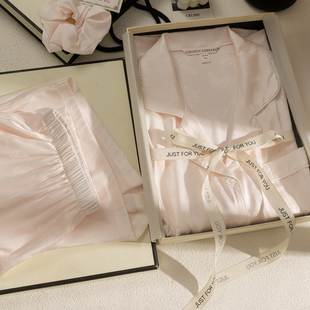 礼盒装 桑蚕丝真丝睡衣女士蝴蝶提花短袖 春夏季 家居服两件套装 短裤