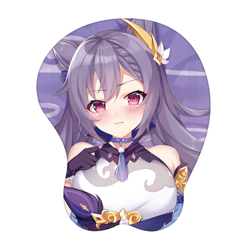 原神游戏刻晴美女胸部电脑办公立体护腕鼠标垫硅胶手腕垫动漫定制