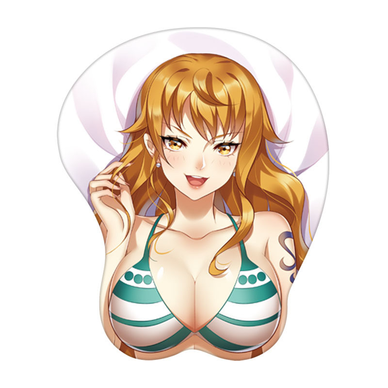 海贼王动漫娜美美女胸部电脑3d立体护腕鼠标垫硅胶手腕垫DIY定制