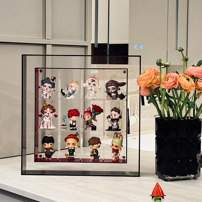 泡泡玛特盲盒收纳展示架展示盒桌面透明手办亚克力九宫格陈列架