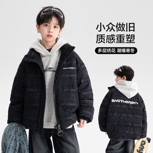 男大童冬季90安心绒大号拉链面包羽绒服2026新款儿童防风极寒外套