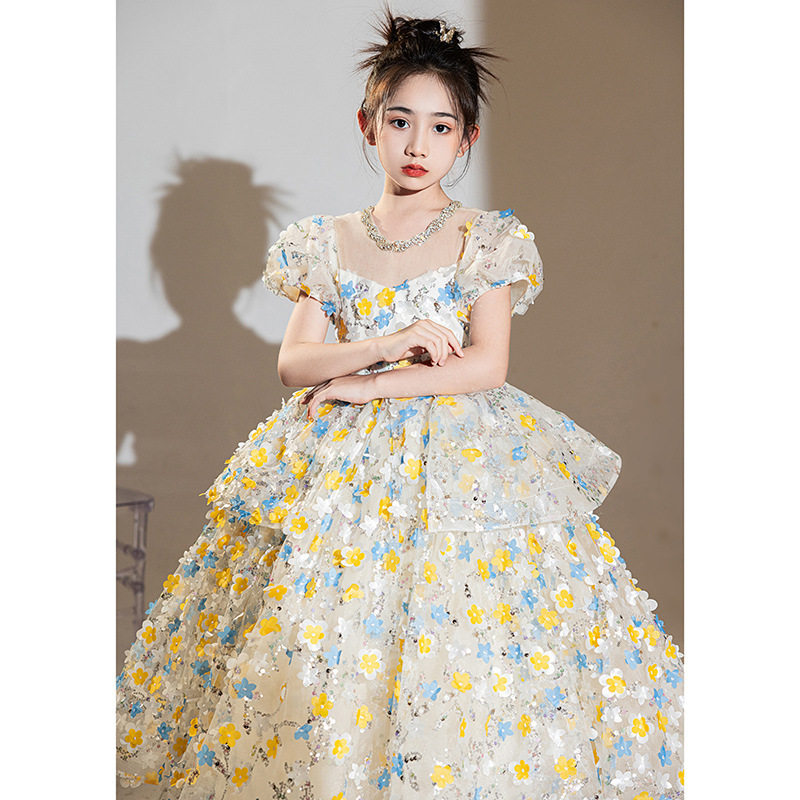 花仙子女童礼服轻奢小众高端生日公主裙儿童主持人钢琴演奏演出服图片